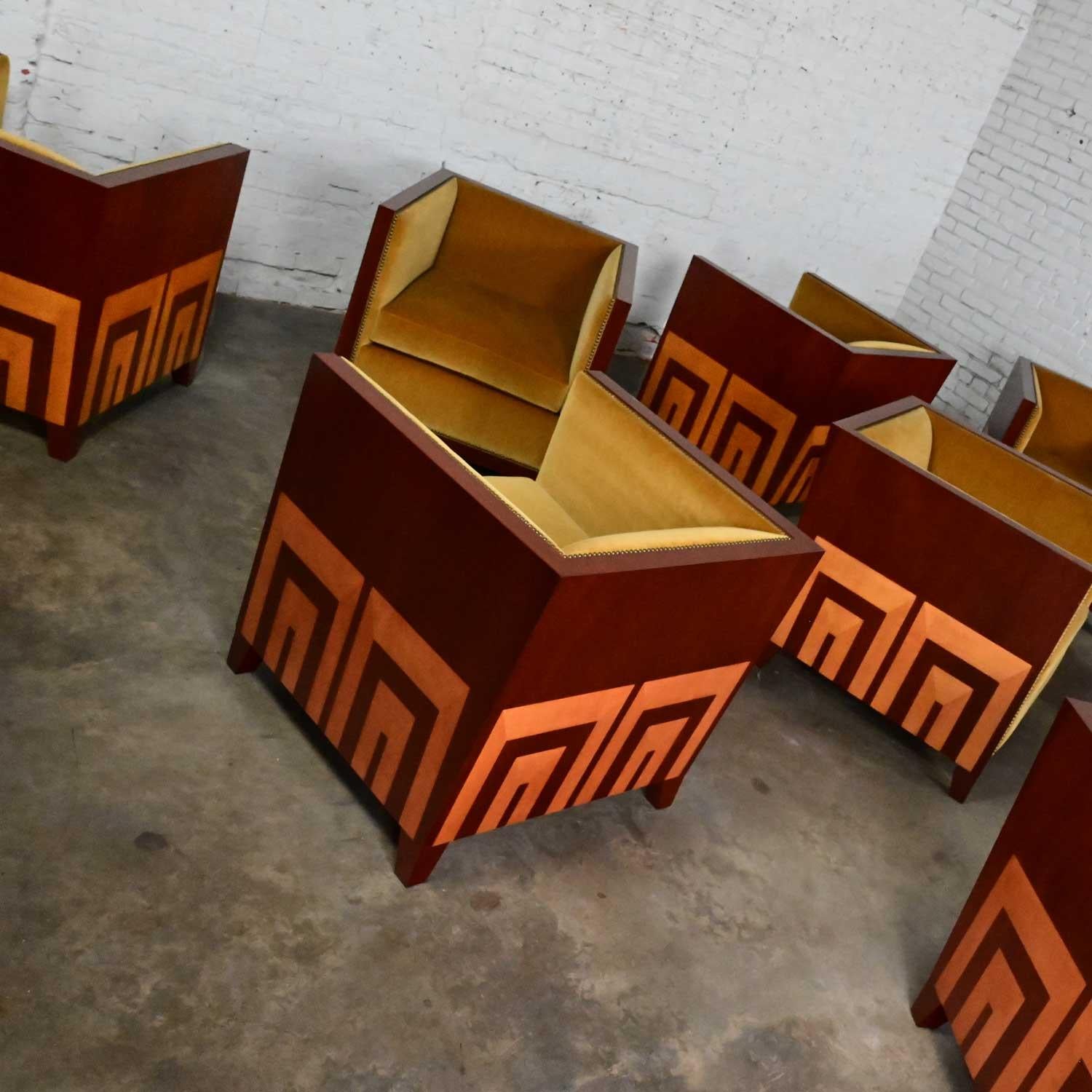 Ende des 20. Jahrhunderts Art Deco Revival Custom Designed Zwei getönten Mahagoni Club Chair im Angebot 7