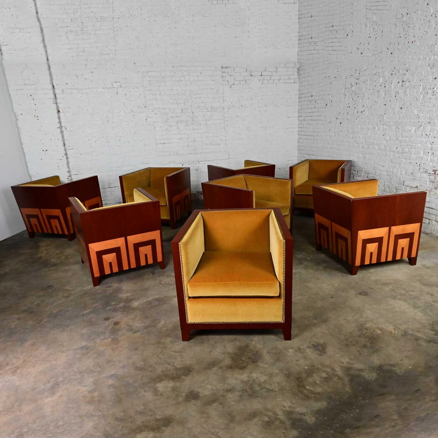 Ende des 20. Jahrhunderts Art Deco Revival Custom Designed Zwei getönten Mahagoni Club Chair im Angebot 9