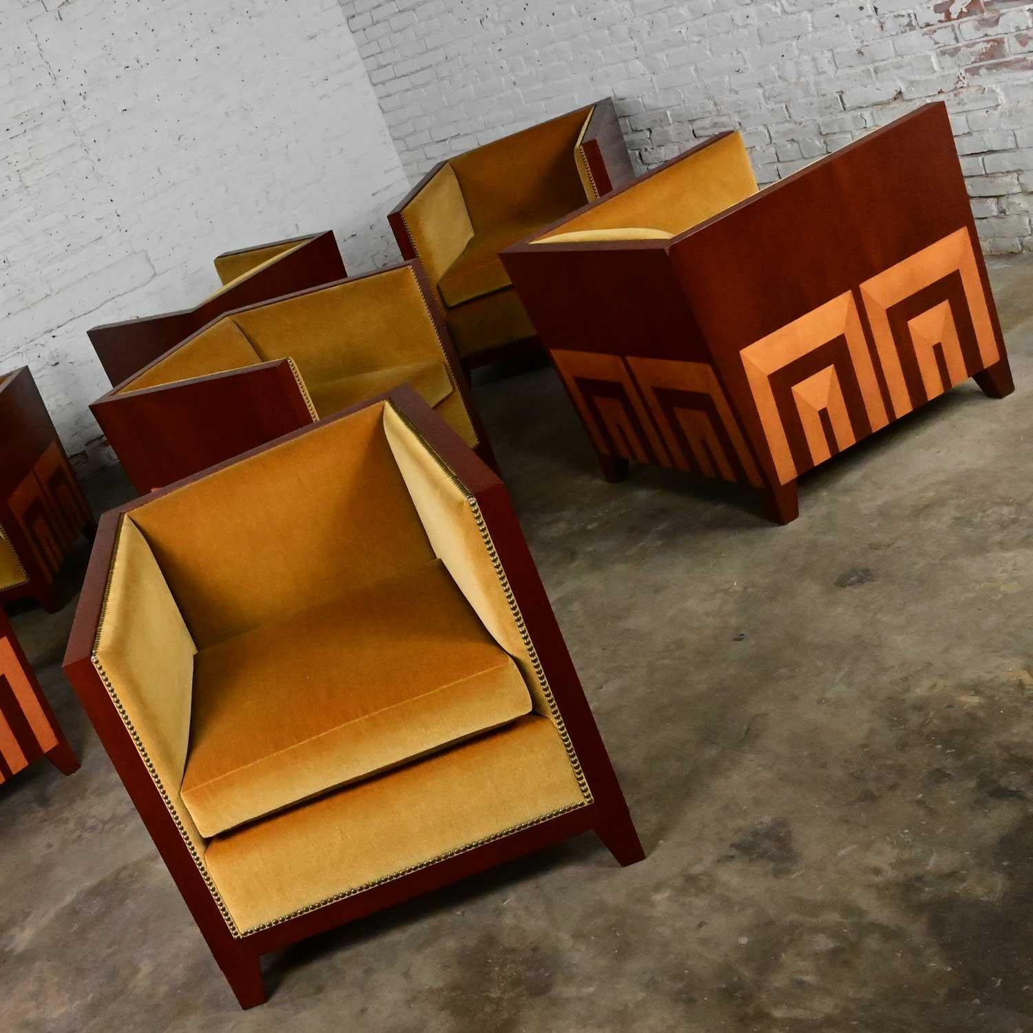 Ende des 20. Jahrhunderts Art Deco Revival Custom Designed Zwei getönten Mahagoni Club Chair im Angebot 10