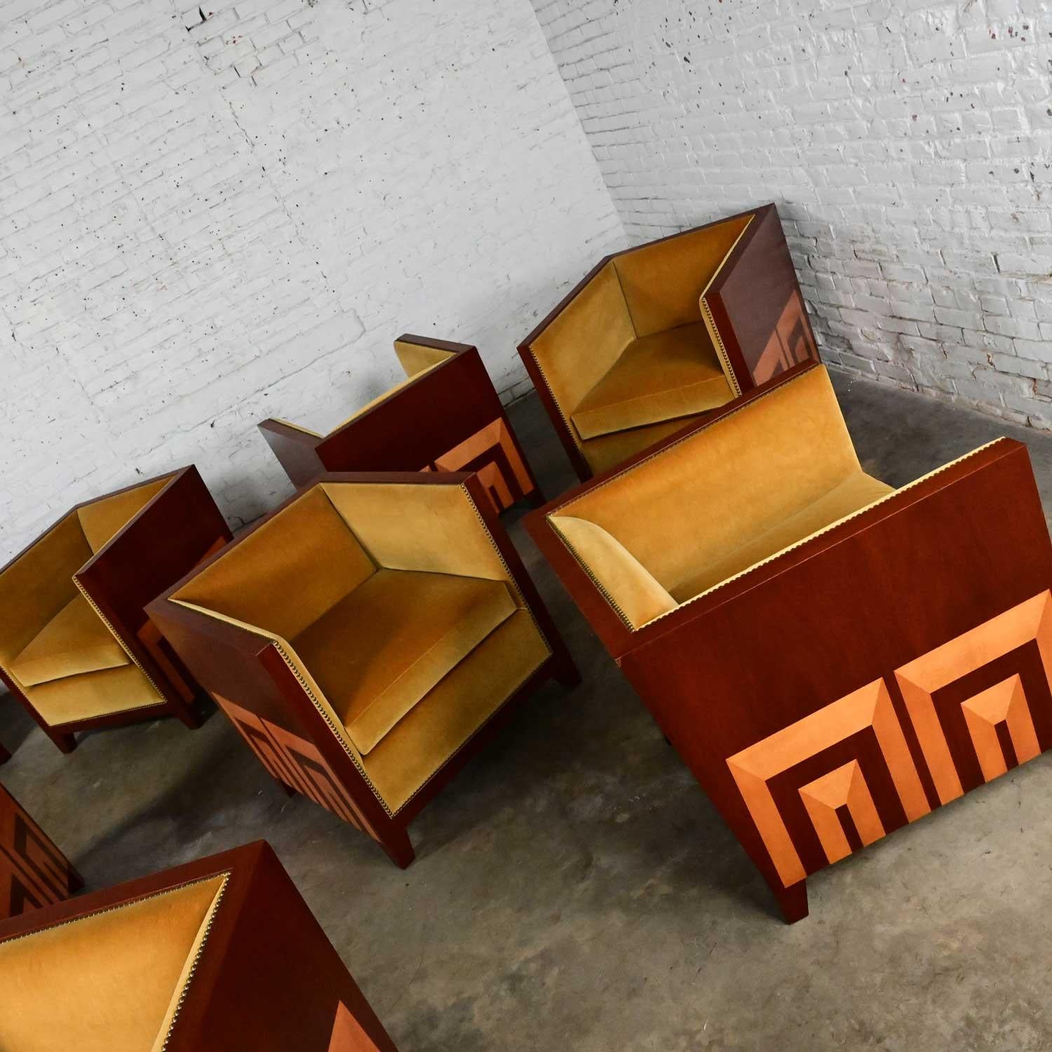 Ende des 20. Jahrhunderts Art Deco Revival Custom Designed Zwei getönten Mahagoni Club Chair im Angebot 11
