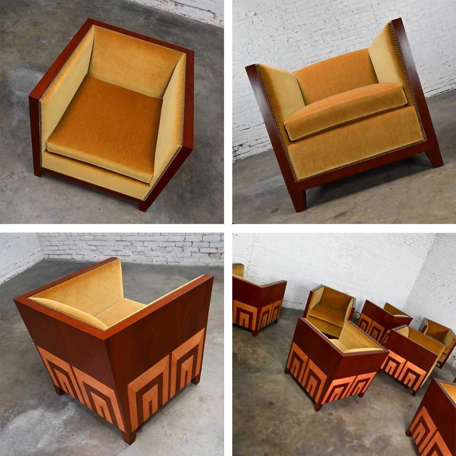 Ende des 20. Jahrhunderts Art Deco Revival Custom Designed Zwei getönten Mahagoni Club Chair im Angebot 12