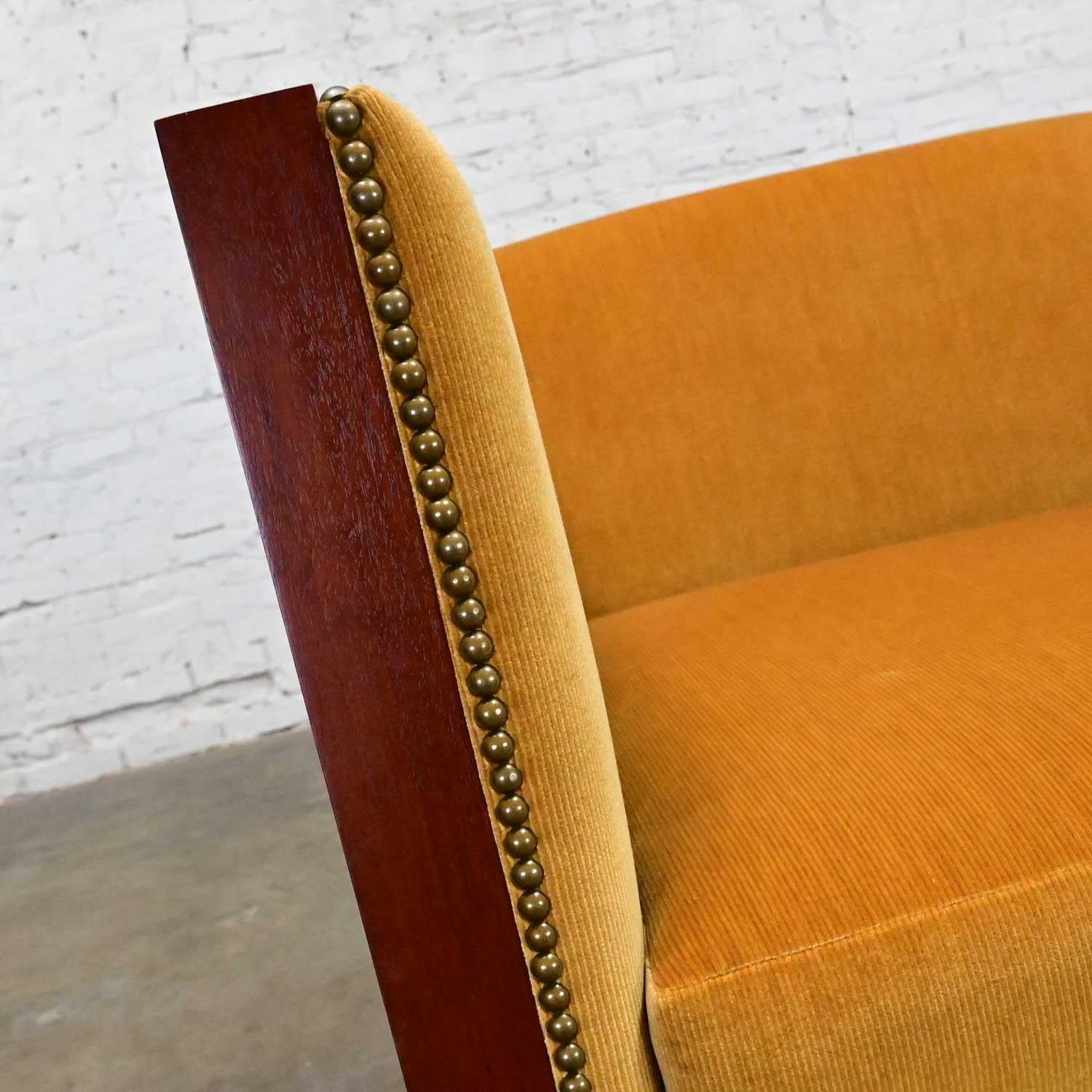 Veneer Late 20th Century Art Deco Revival Custom Designed Two Toned Mahogany Club Chair For Sale