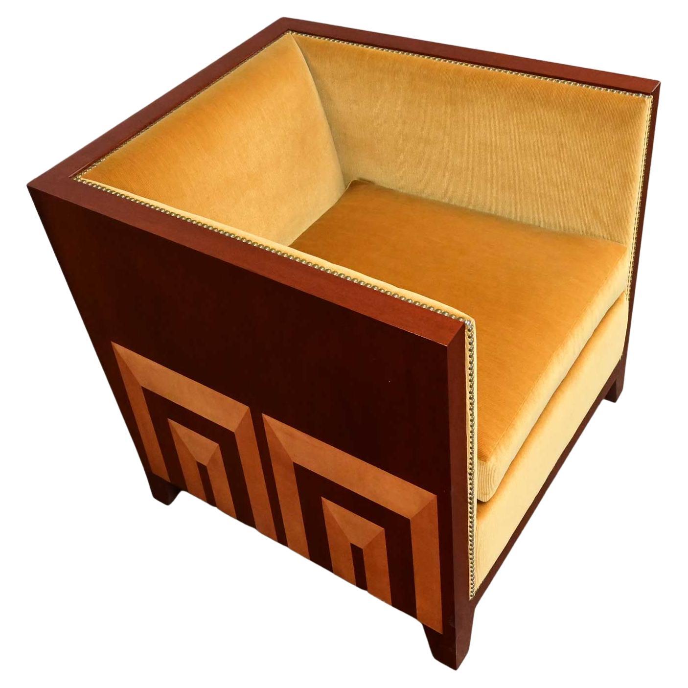 Ende des 20. Jahrhunderts Art Deco Revival Custom Designed Zwei getönten Mahagoni Club Chair