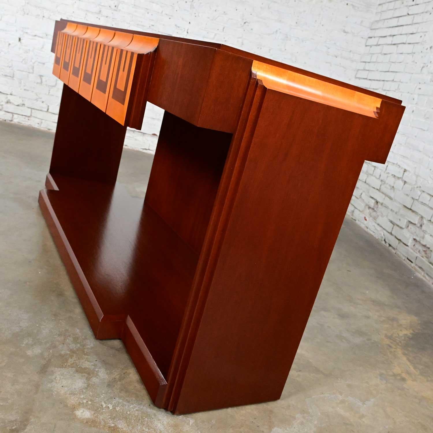 Late 20th Century Art Deco Revival Custom Designed Two Toned Mahogany Credenza  For Sale 6