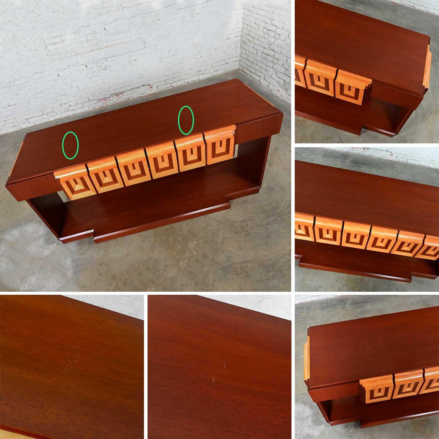 Late 20th Century Art Deco Revival Custom Designed Two Toned Mahogany Credenza  For Sale 10