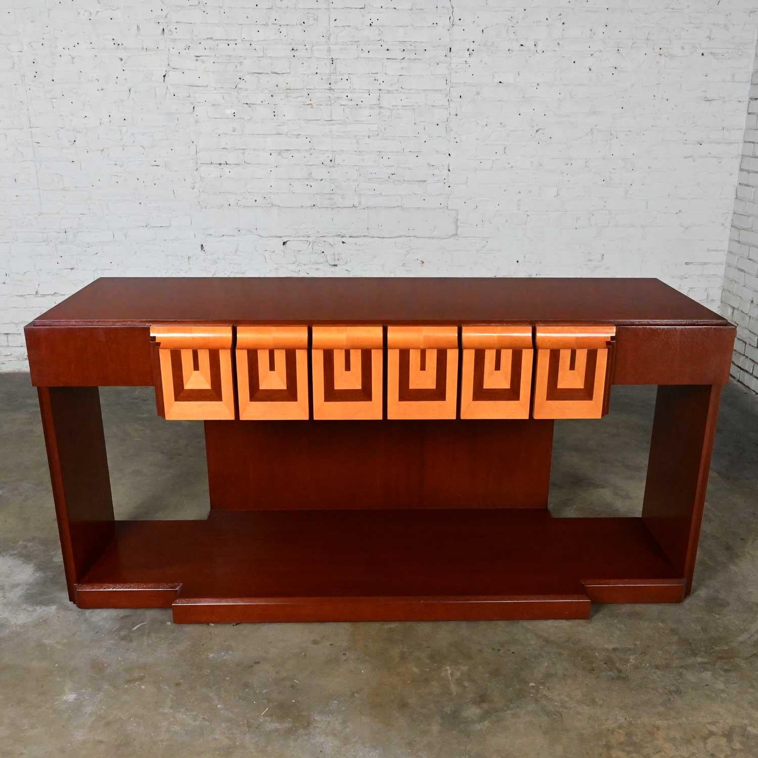 Late 20th Century Art Deco Revival Custom Designed Two Toned Mahogany Credenza  For Sale 11