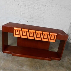 Late 20th Century Art Deco Revival Custom Designed Two Toned Mahogany Credenza