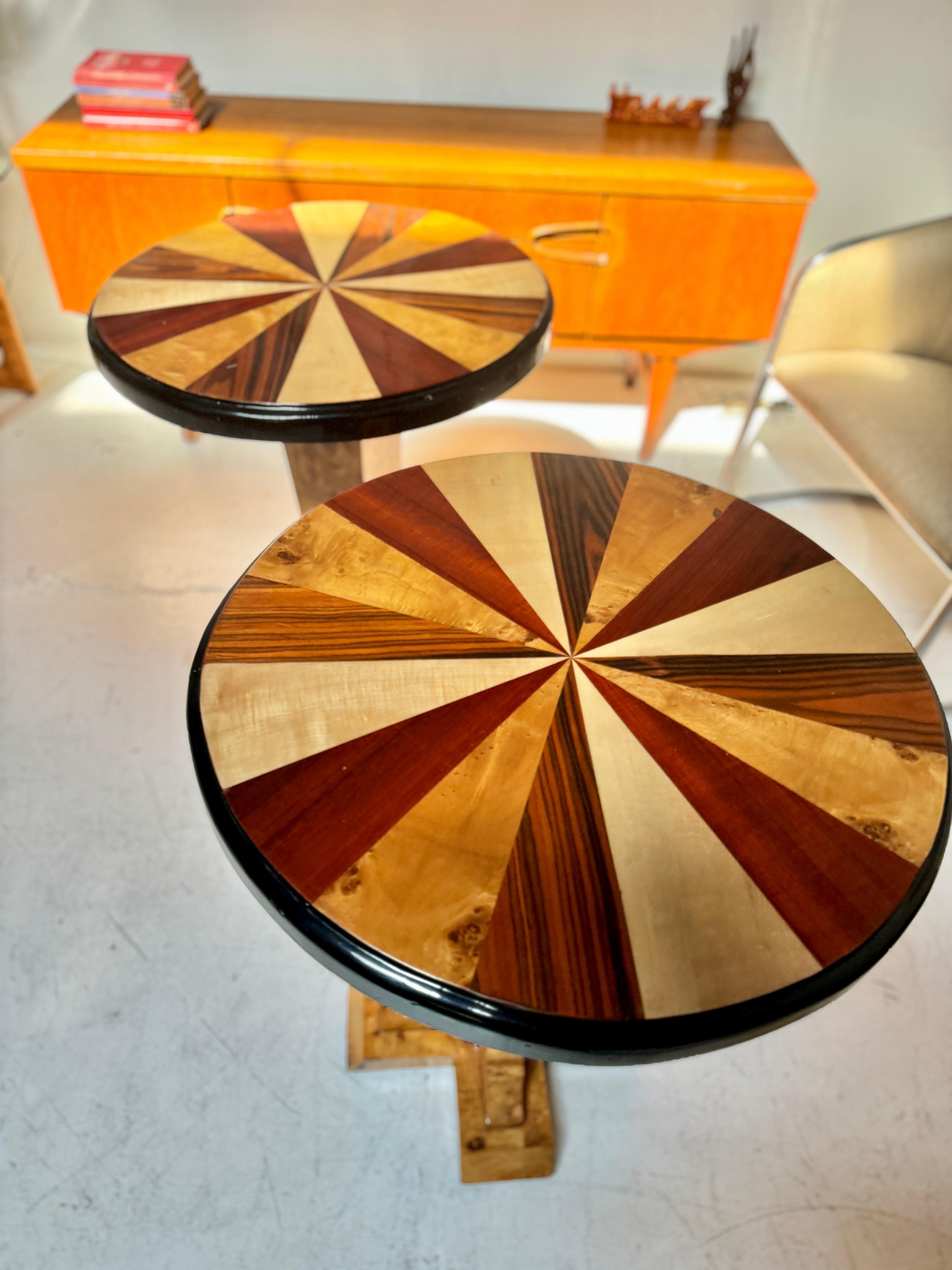 Late 20th century Art Deco style burl side tables For Sale 7