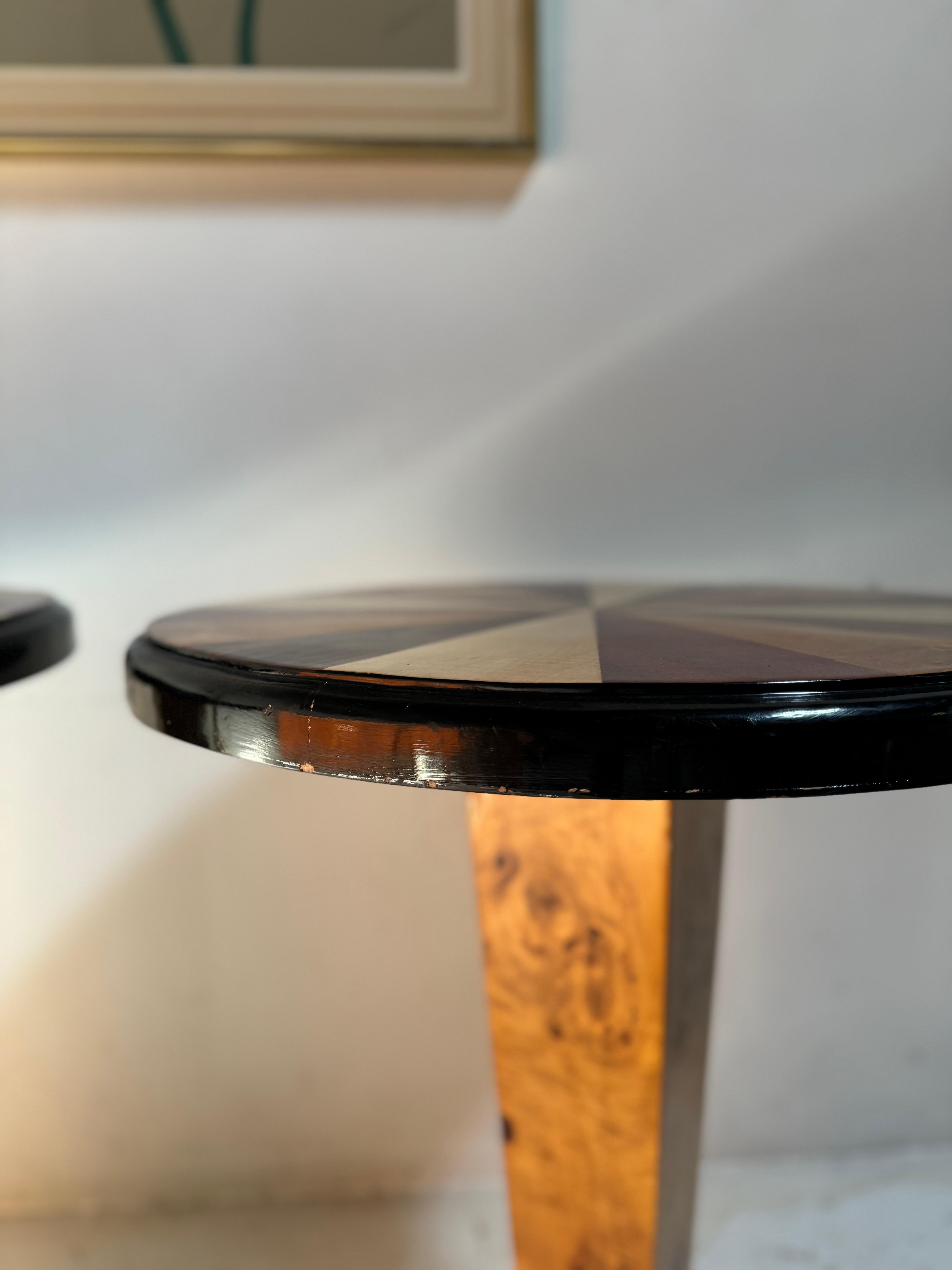 Late 20th century Art Deco style burl side tables For Sale 2