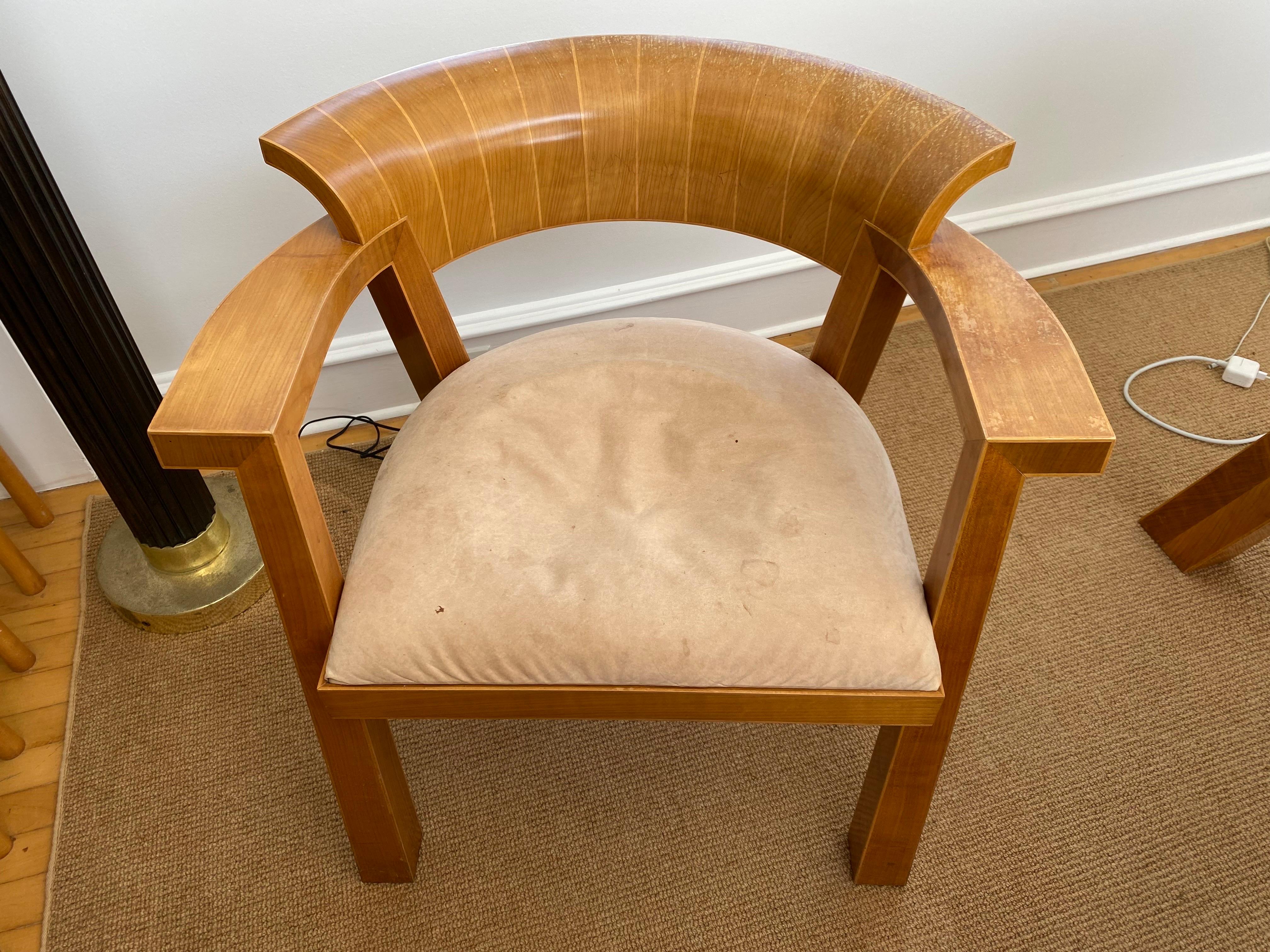 Late 20th Century Art Deco Style Desk & Chair in Maple by Rupert Williamson For Sale 1