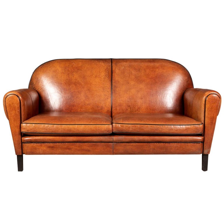 labyrint idee Verwijdering Late 20th Century Art Deco Style Dutch Two Seater Sheepskin Leather Sofa at  1stDibs | art deco 2 seater sofa, art deco leather sofa, art deco sofa  leather