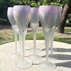 Late 20th Century Art Nouveau Hand Painted Wine Glasses by Reuven Set of 8