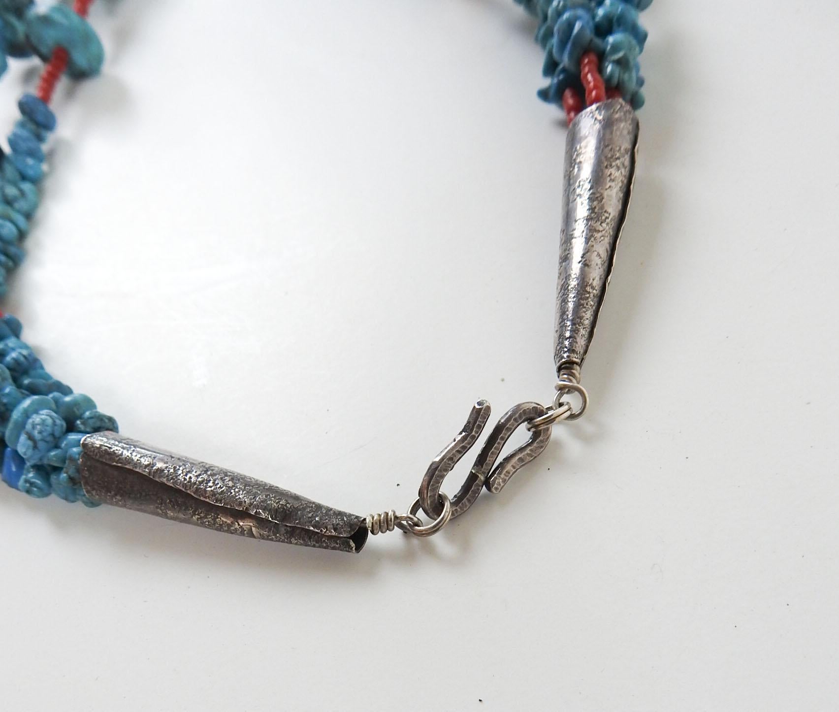 Late 20th Century Artist Studio Turquoise Sterling Silver Necklace & Earrings For Sale 5
