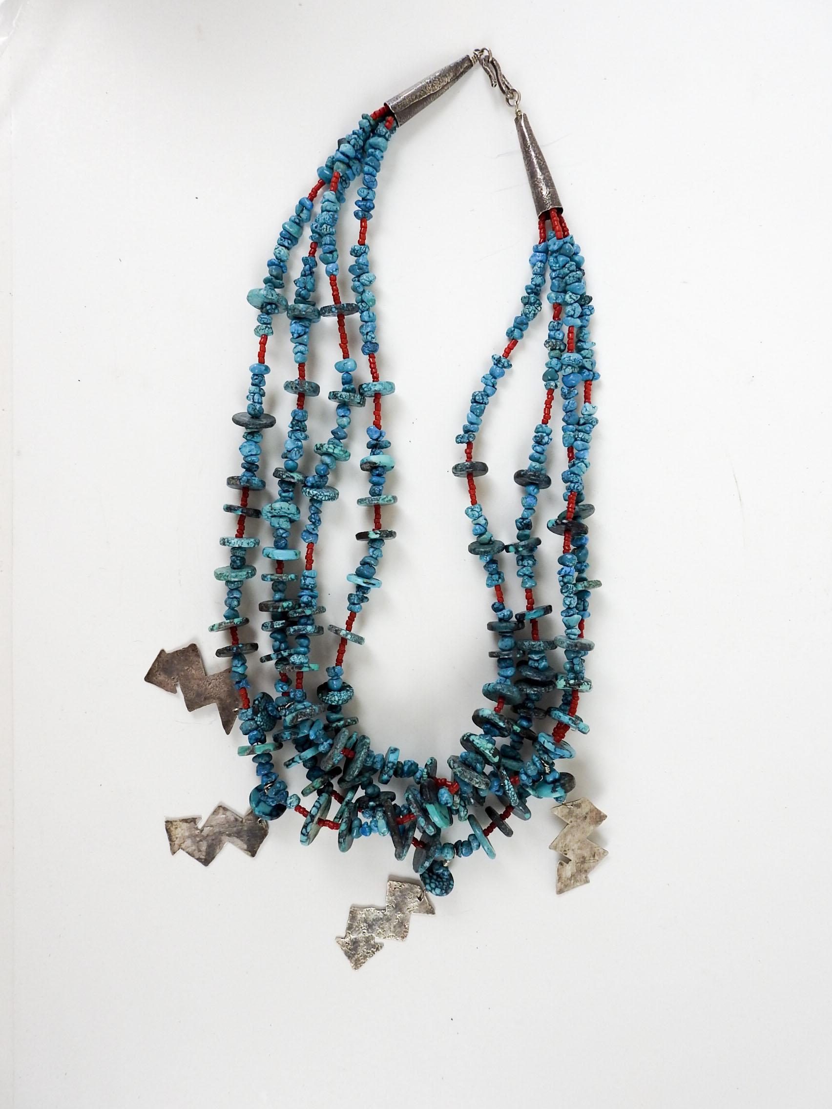 Late 20th Century Artist Studio Turquoise Sterling Silver Necklace & Earrings For Sale 8