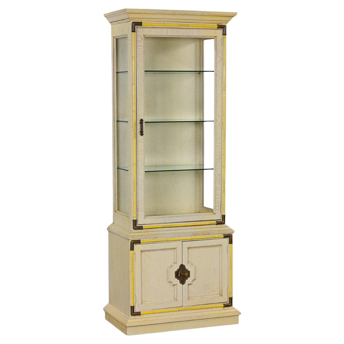 Late 20th Century Asian Chinoiserie Lighted Display Cabinet Style of Drexel