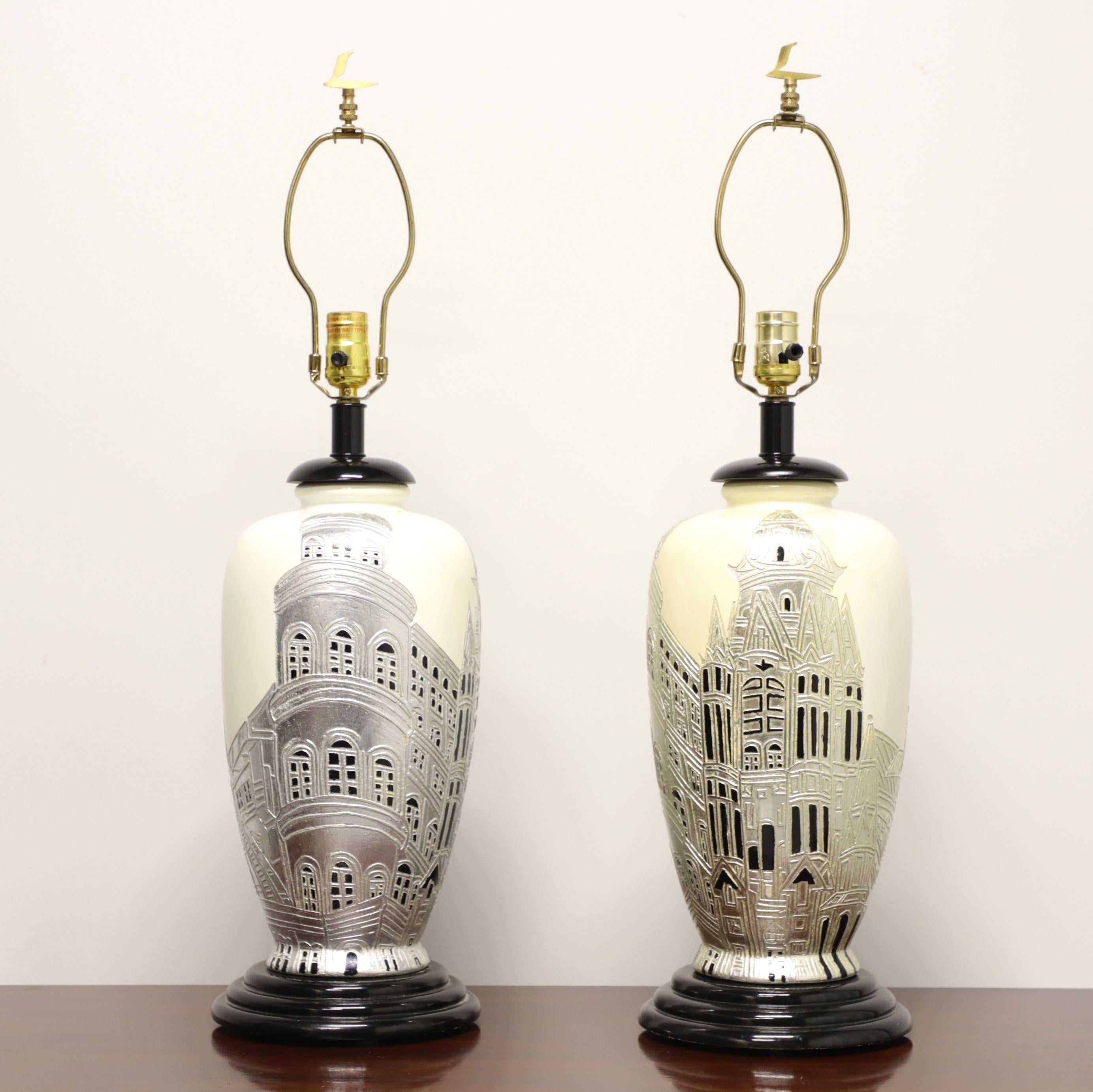 Late 20th Century Asian Chinoiserie Silver Lamps - Pair For Sale 7