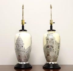Asiatische Chinoiserie-Silberlampen des späten 20. Jahrhunderts - Paar
