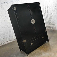 Late 20th Century Asian Style Baker Milling Road Entertainment Storage Cabinet