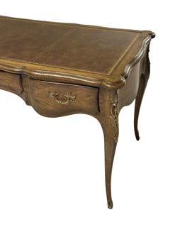 Late 20th Century Auffray & Co French Walnut Partners Desk - Tooled Leather Top