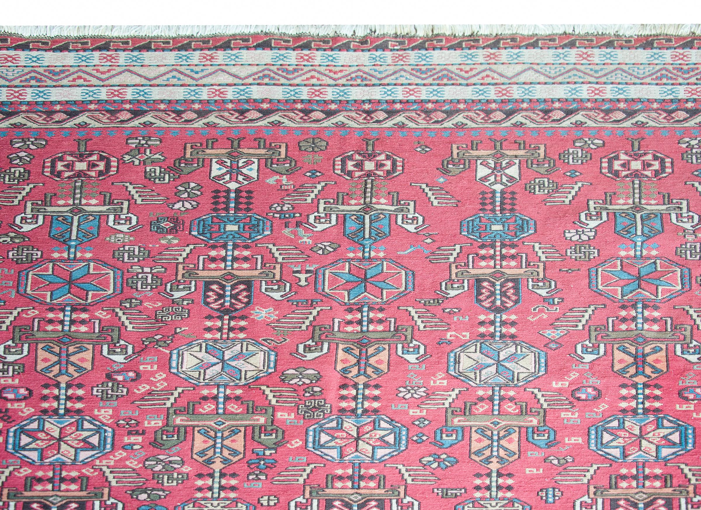 Hand-Woven Late 20th Century Azerbaijani Sumac Rug For Sale