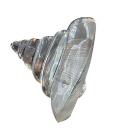 Late 20th Century Baccarat Crystal Nautilus Shell Sculpture, France.