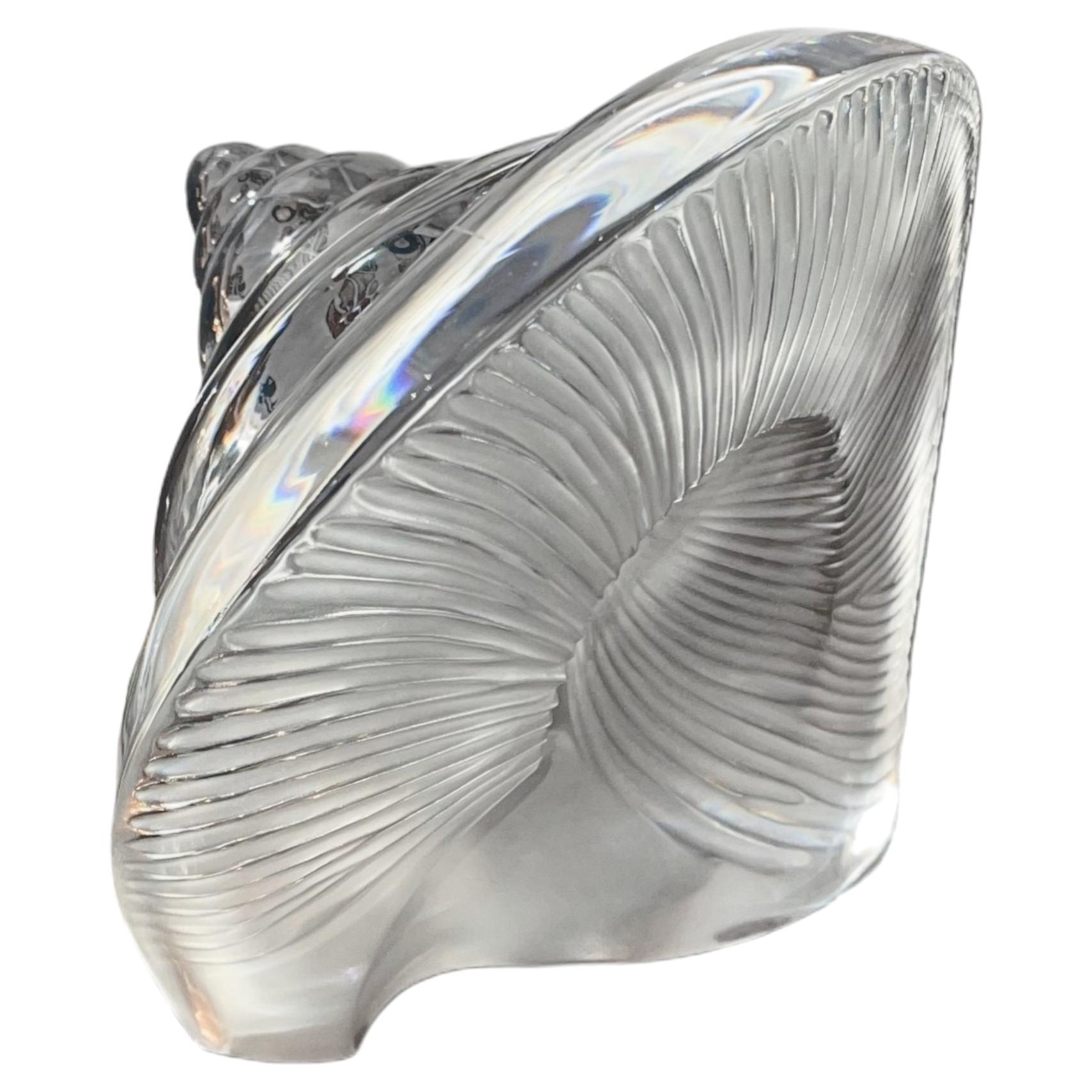 Late 20th Century Baccarat Crystal Nautilus Shell Sculpture, France.