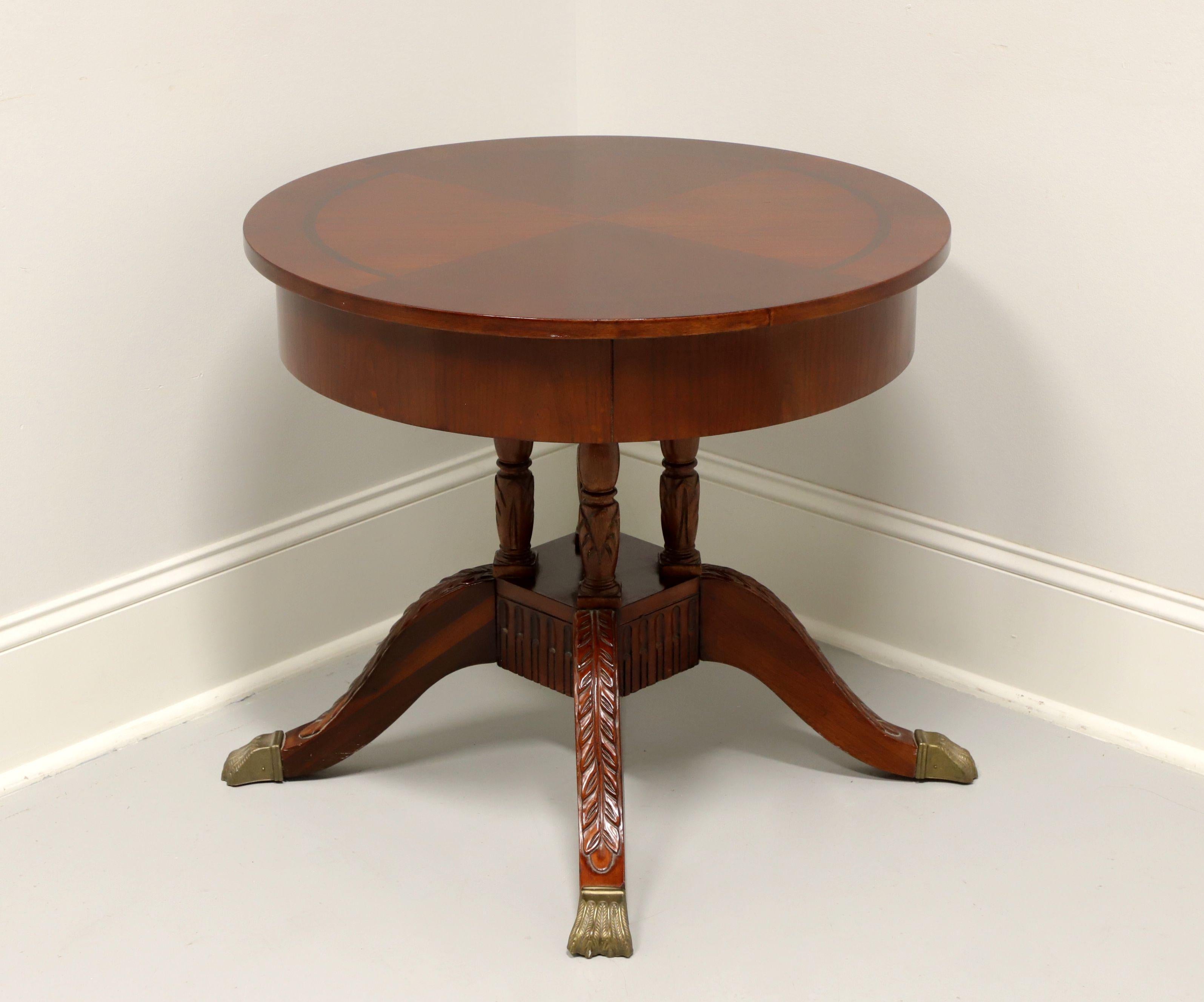 Late 20th Century Banded Inlaid Cherry Georgian Round Drum Table In Good Condition In Charlotte, NC