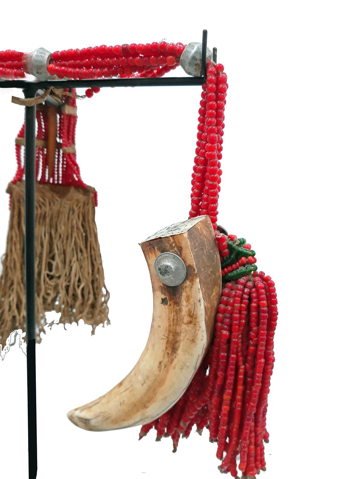 Late 20th Century Bead and Tusk Headdress from Ethiopia In Good Condition In New York, NY