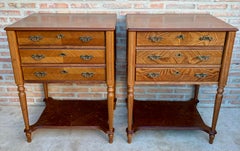 Late 20th Century Bedside Tables or Nightstands with Three Drawers and Open Shel