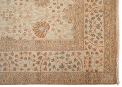 Late 20th Century Beige Ivory Light Brown Floral Area Rug Persian Tabriz Design