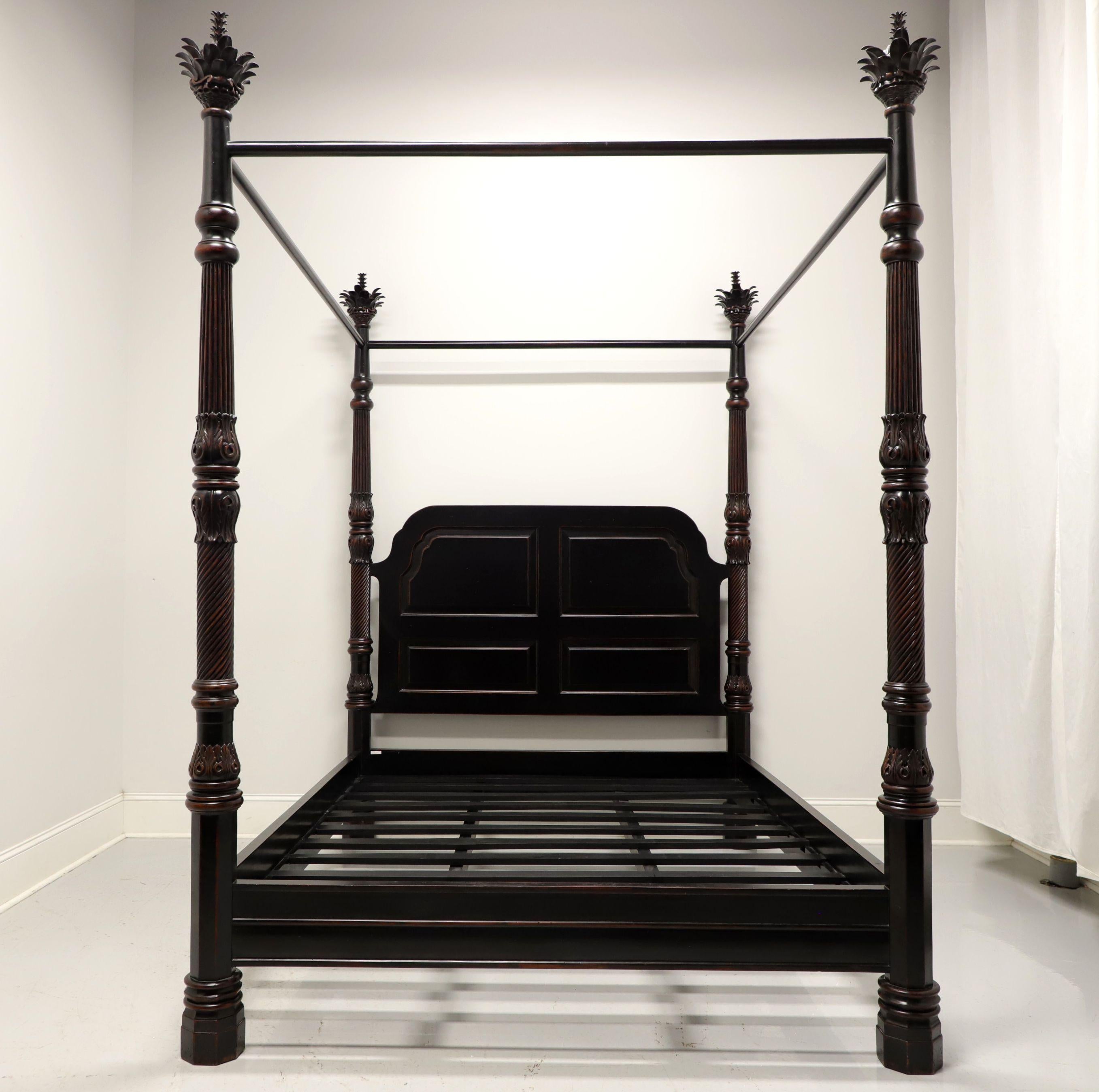Late 20th Century Black Distressed Transitional Queen Four Poster Canopy Bed 3