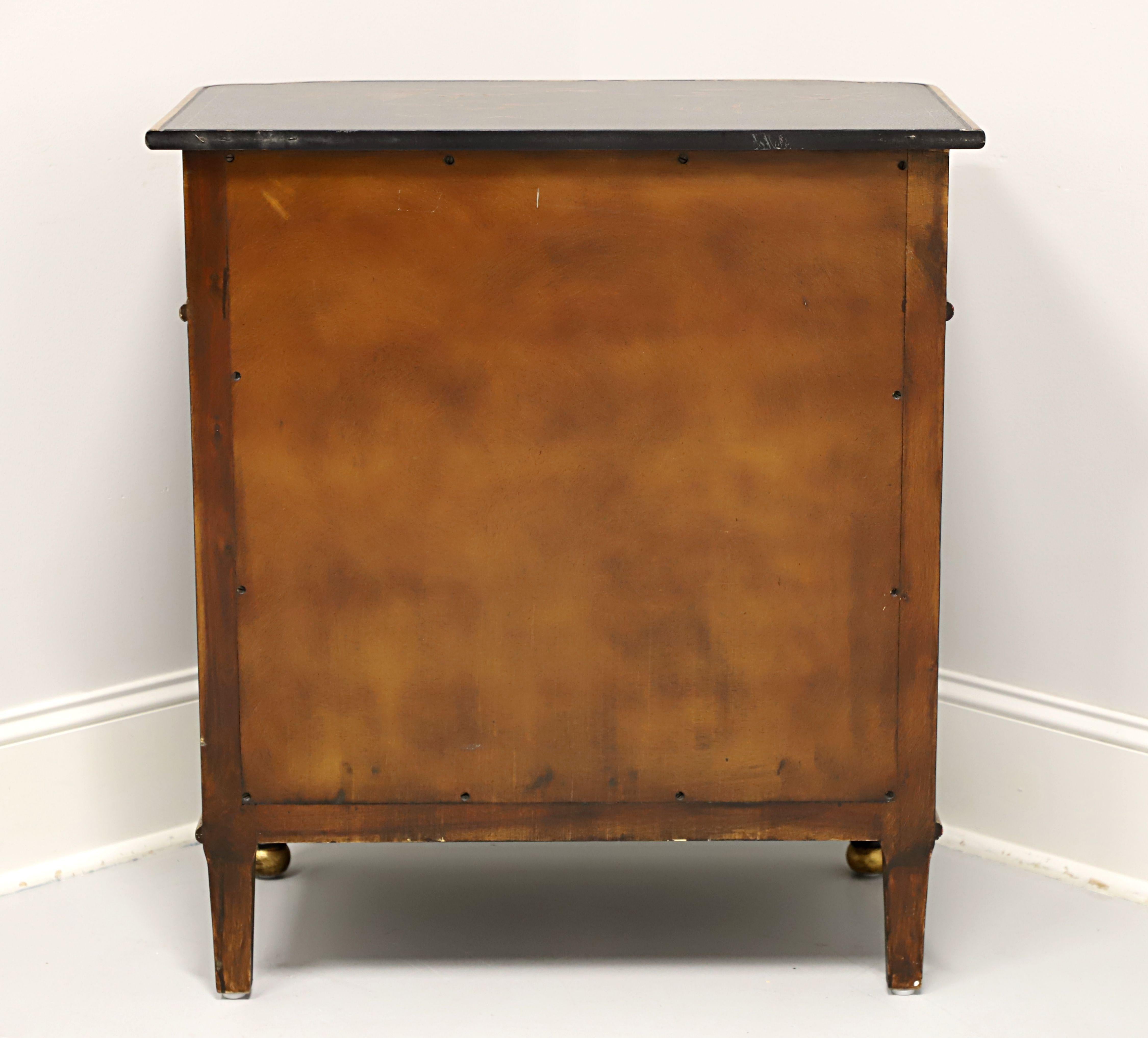 Late 20th Century Black Hand Painted Asian Influenced Nightstand Bedside Chest In Good Condition In Charlotte, NC