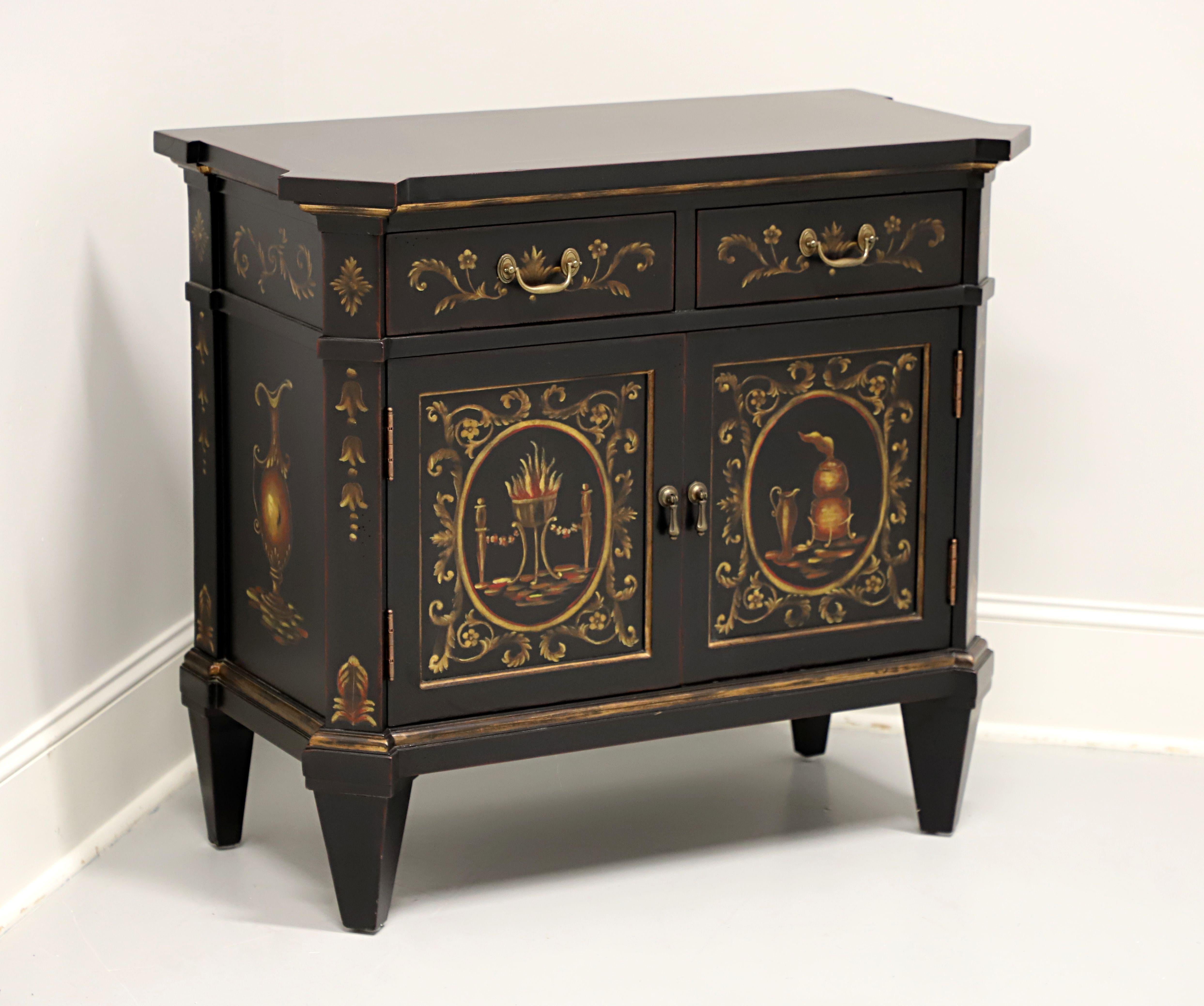 Late 20th Century Black Hand Painted French Louis XVI Console Cabinet For Sale 6