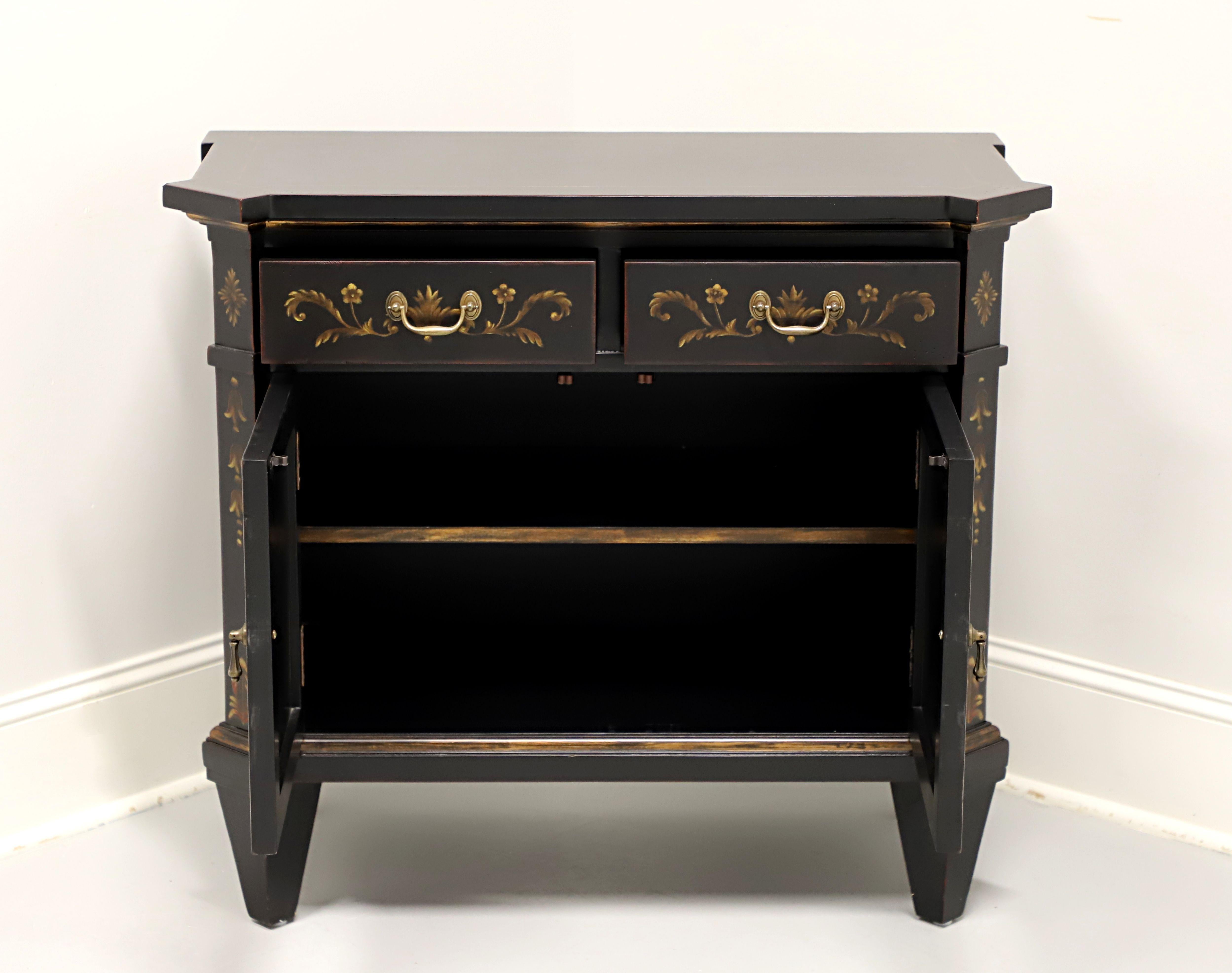 Brass Late 20th Century Black Hand Painted French Louis XVI Console Cabinet For Sale