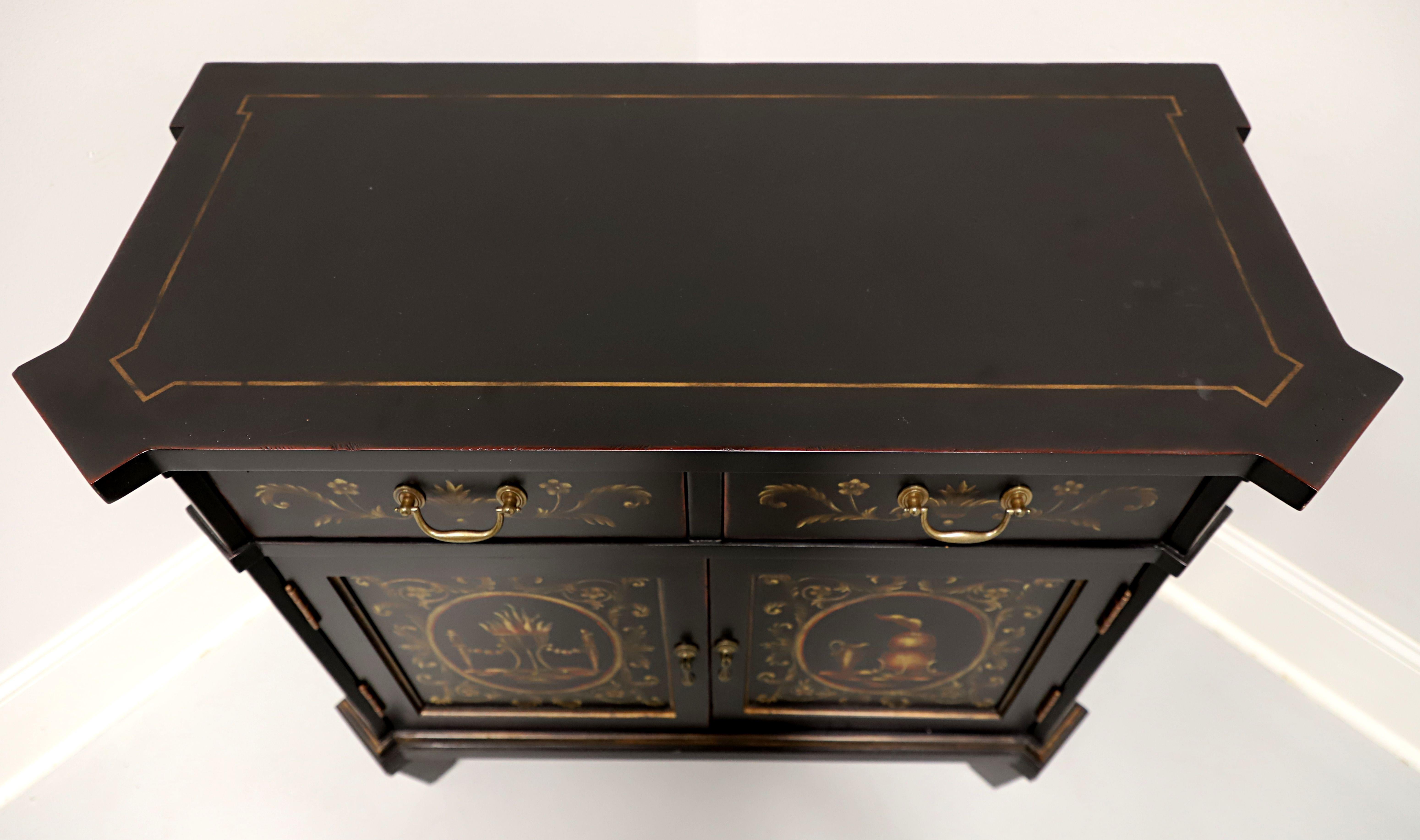 Late 20th Century Black Hand Painted French Louis XVI Console Cabinet For Sale 1