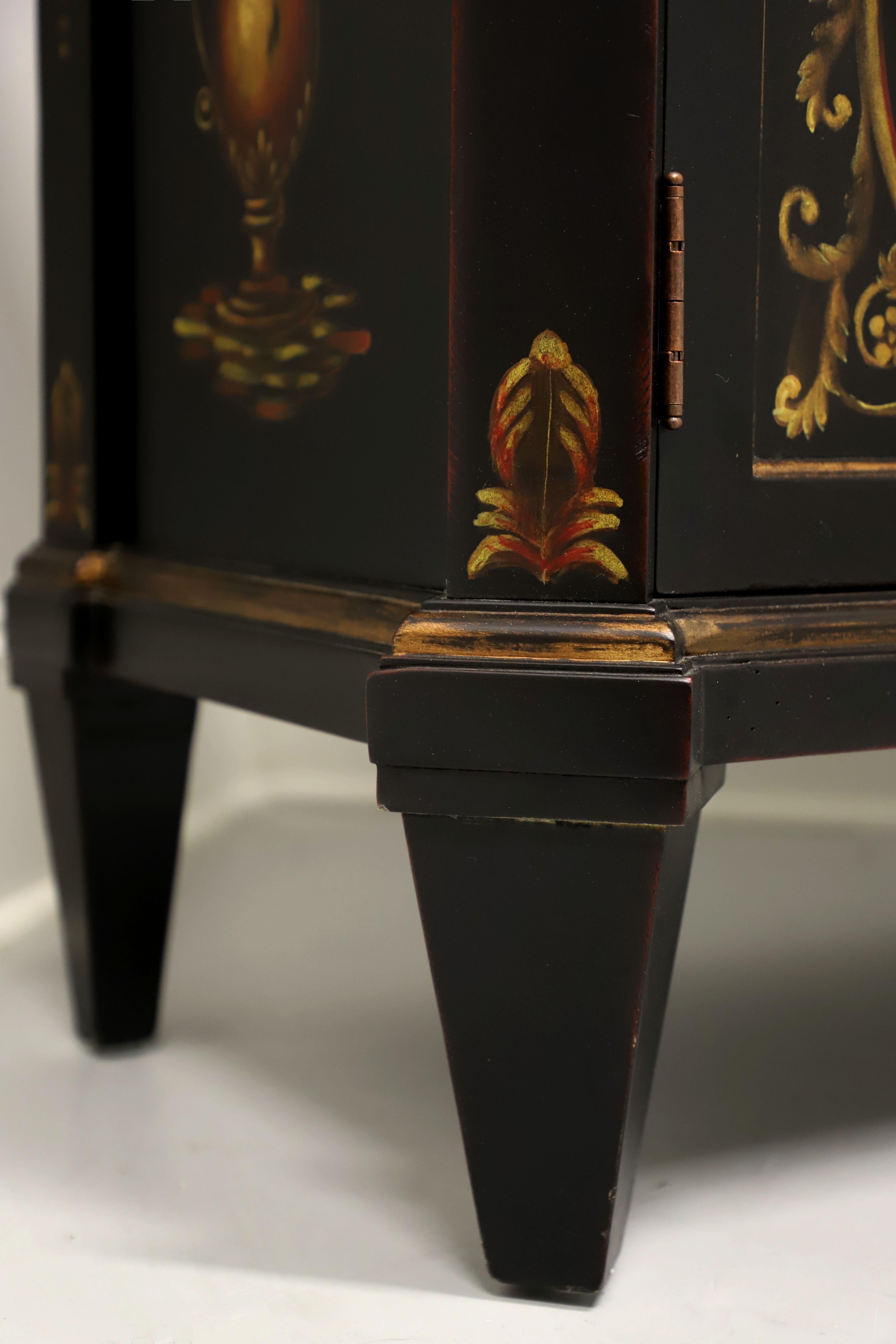Late 20th Century Black Hand Painted French Louis XVI Console Cabinet For Sale 2