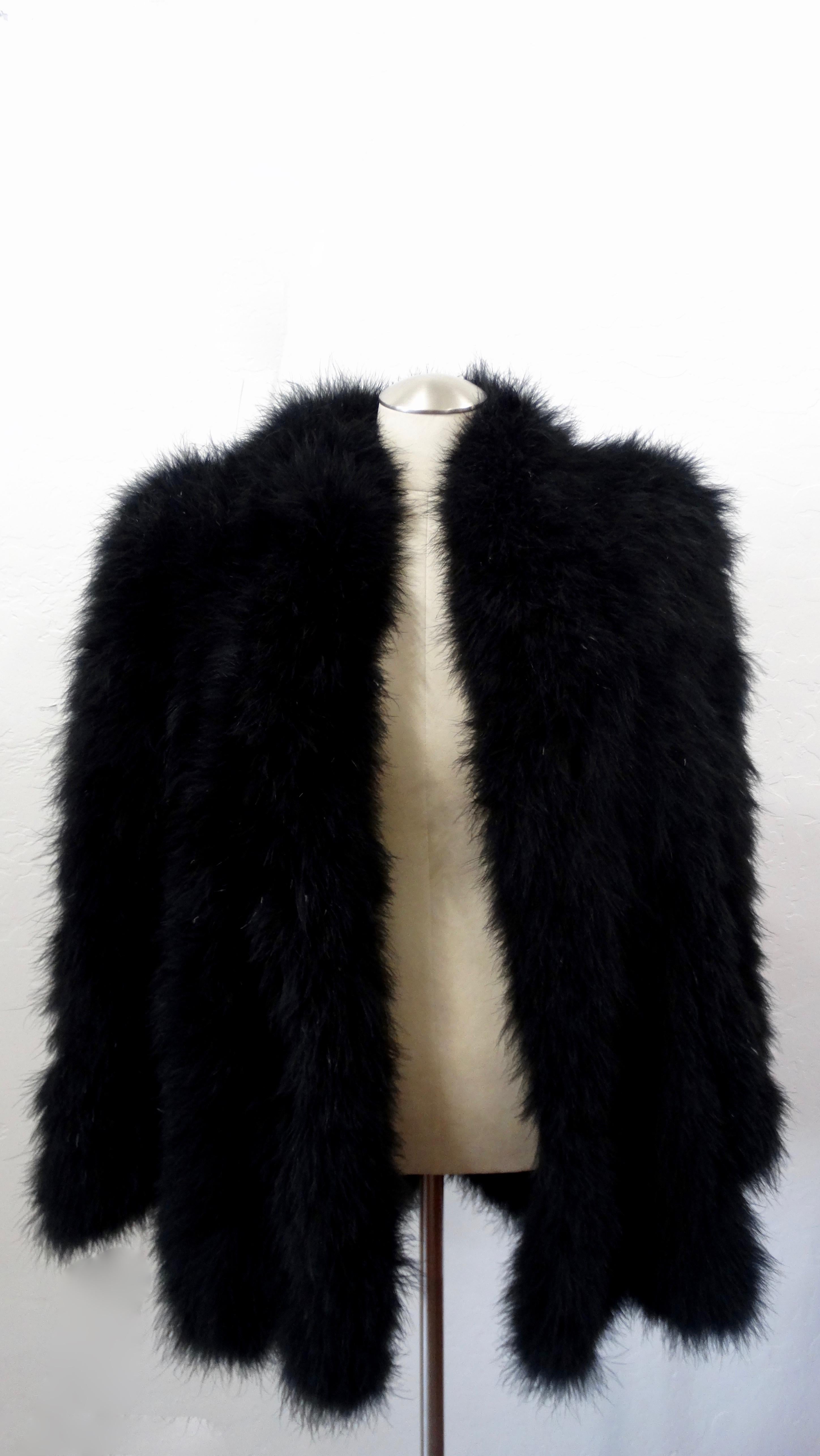 Late 20th-Century Black Marabou Mid-Length Coat  4