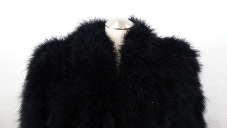 Late 20th-Century Black Marabou Mid-Length Coat For Sale at 1stdibs