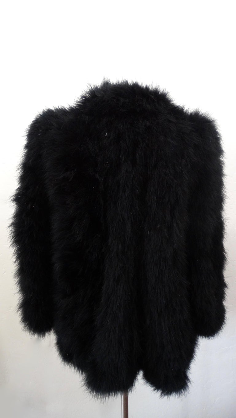Late 20th-Century Black Marabou Mid-Length Coat For Sale at 1stdibs