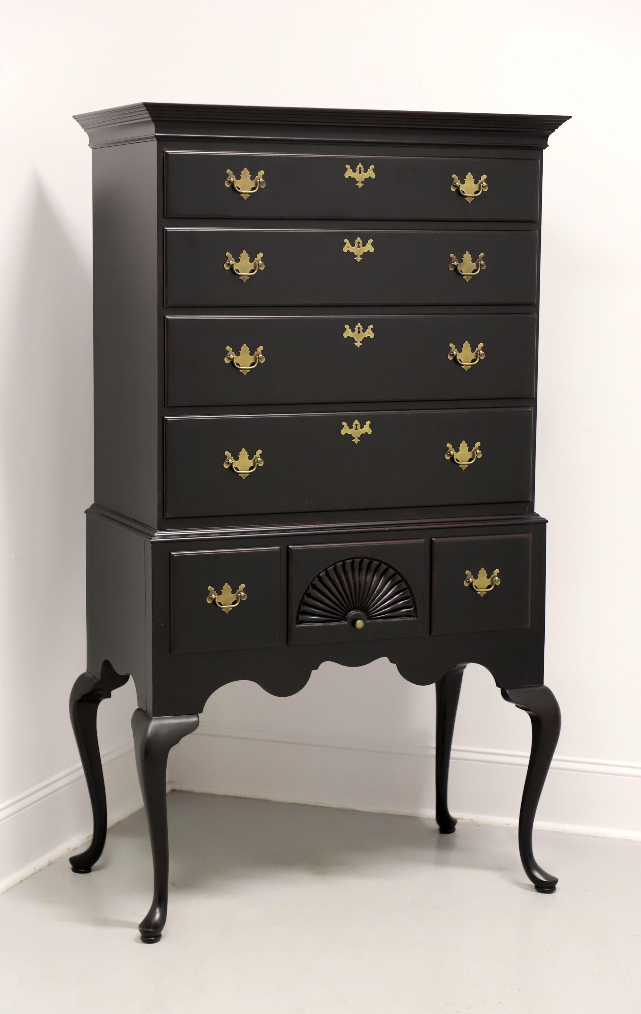 Late 20th Century Black Painted Queen Anne Highboy Chest 5