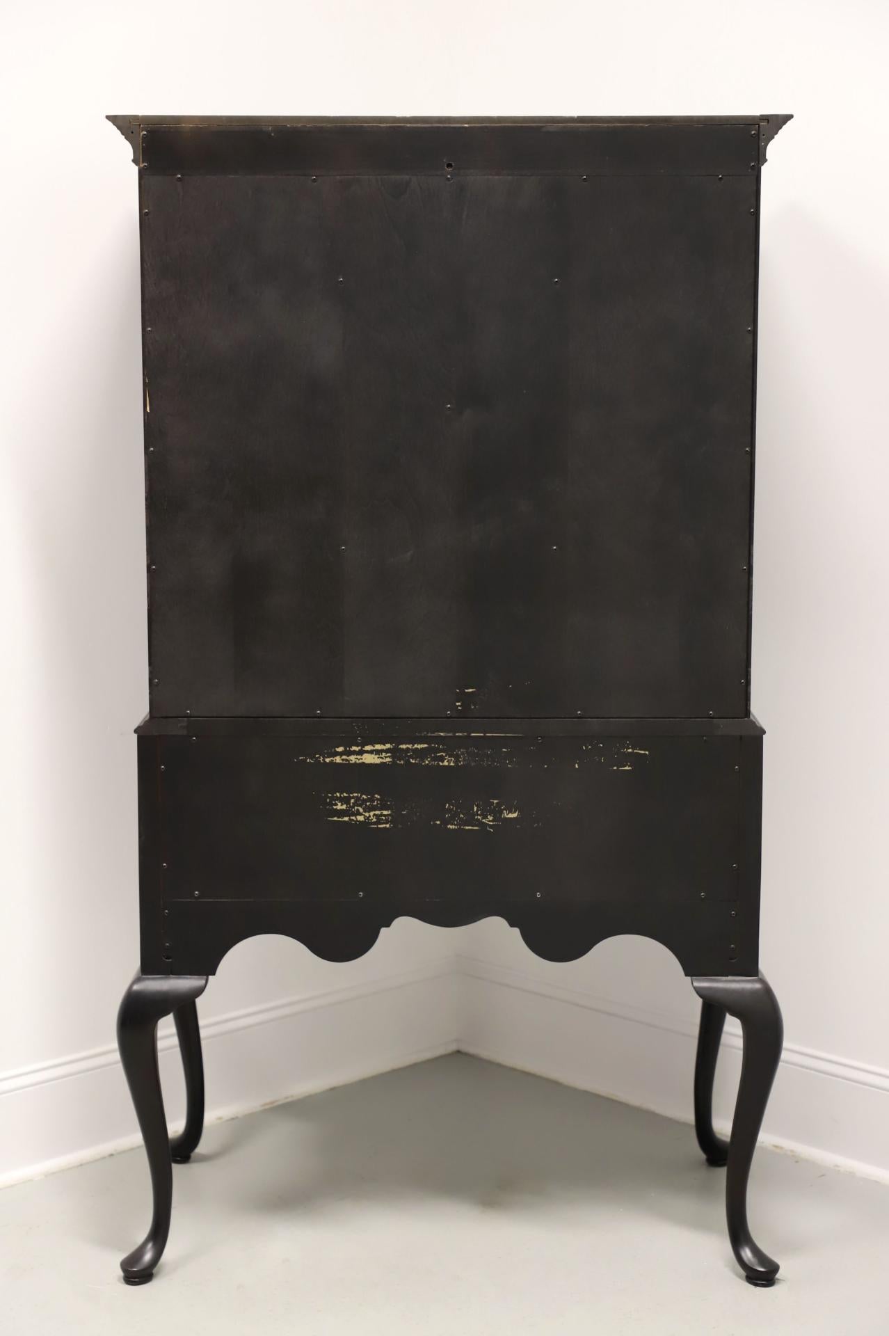 Late 20th Century Black Painted Queen Anne Highboy Chest In Good Condition In Charlotte, NC