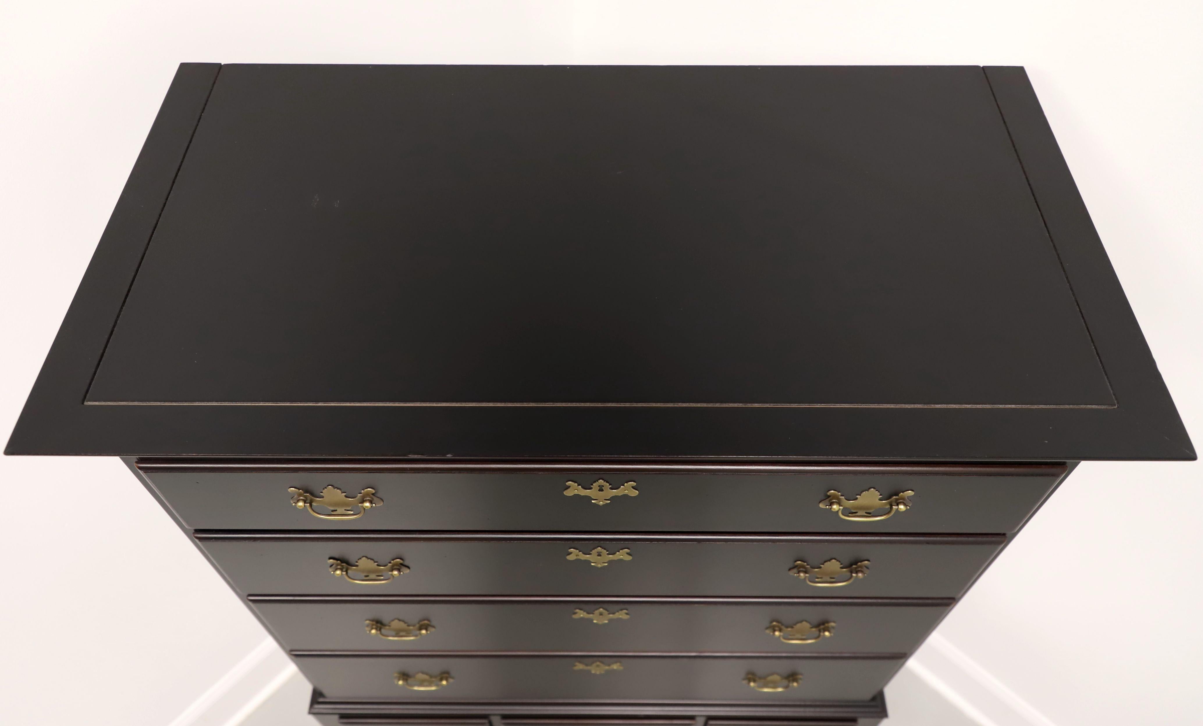 Late 20th Century Black Painted Queen Anne Highboy Chest 1