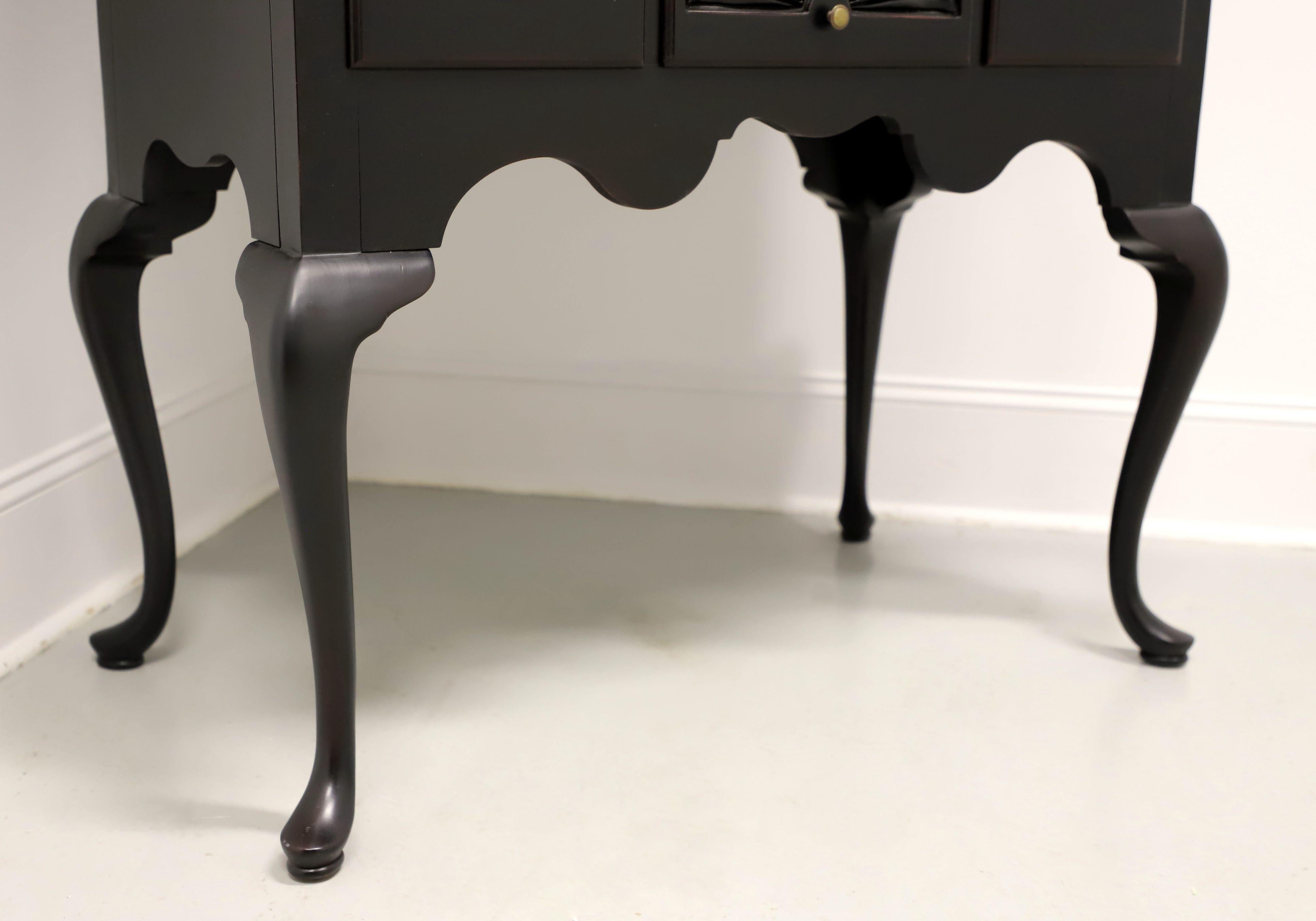 Late 20th Century Black Painted Queen Anne Highboy Chest 2