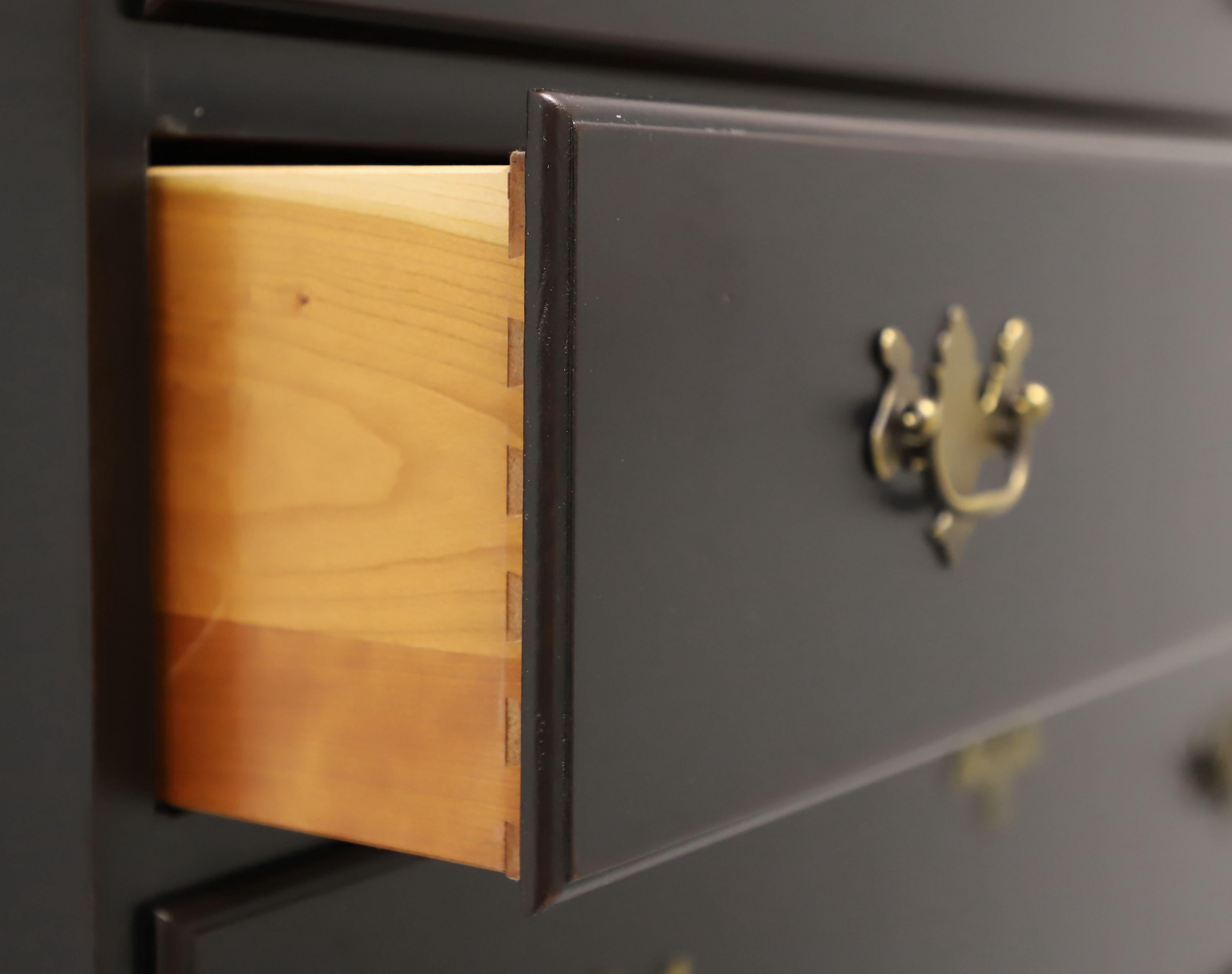 Late 20th Century Black Painted Queen Anne Highboy Chest 4