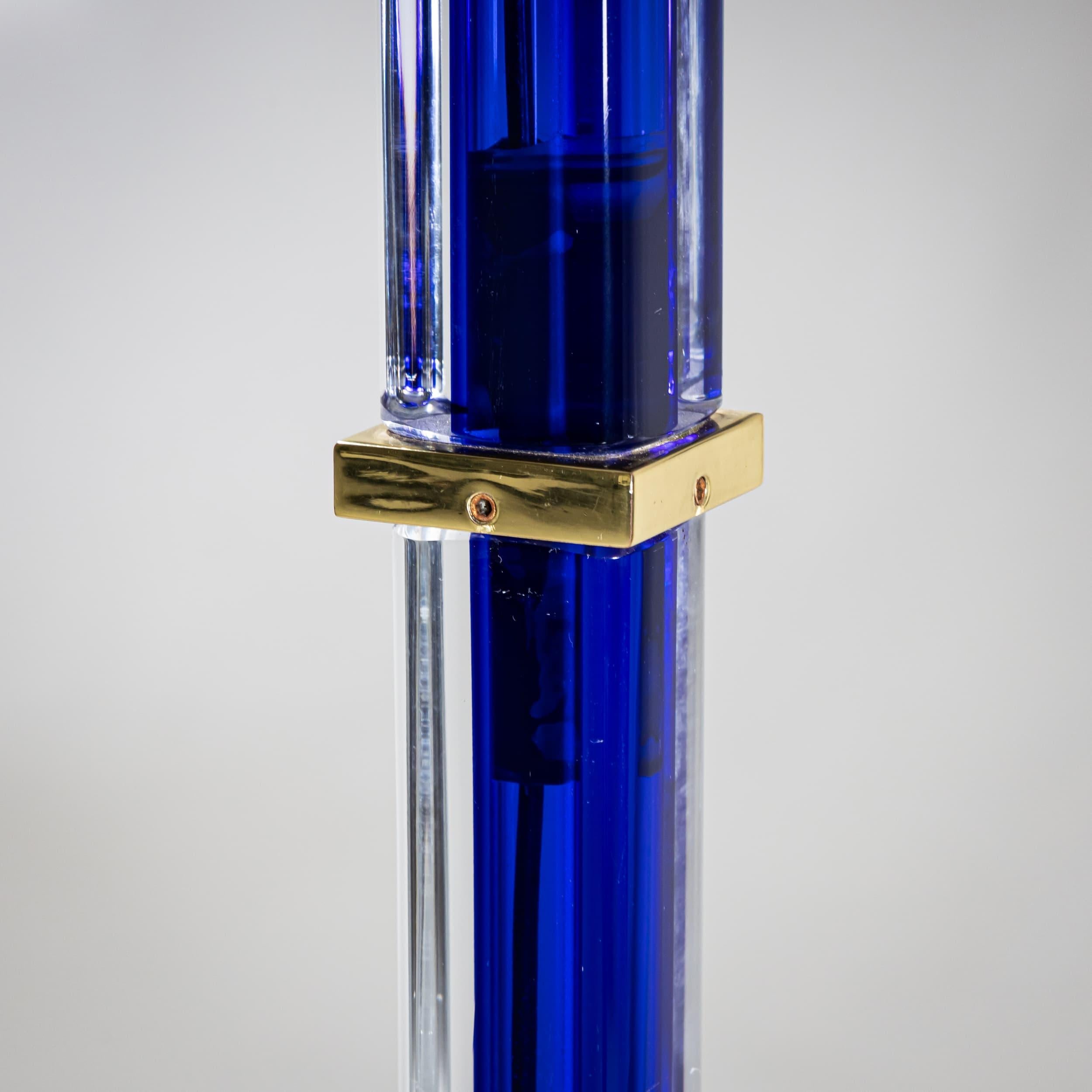 Late 20th Century Blue Murano Glass Floor Lamp “Tolboi” by Venini, Italy In Good Condition For Sale In New York, NY