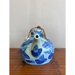 Late 20th Century Boho Blue and White Chinese Porcelain Teapot