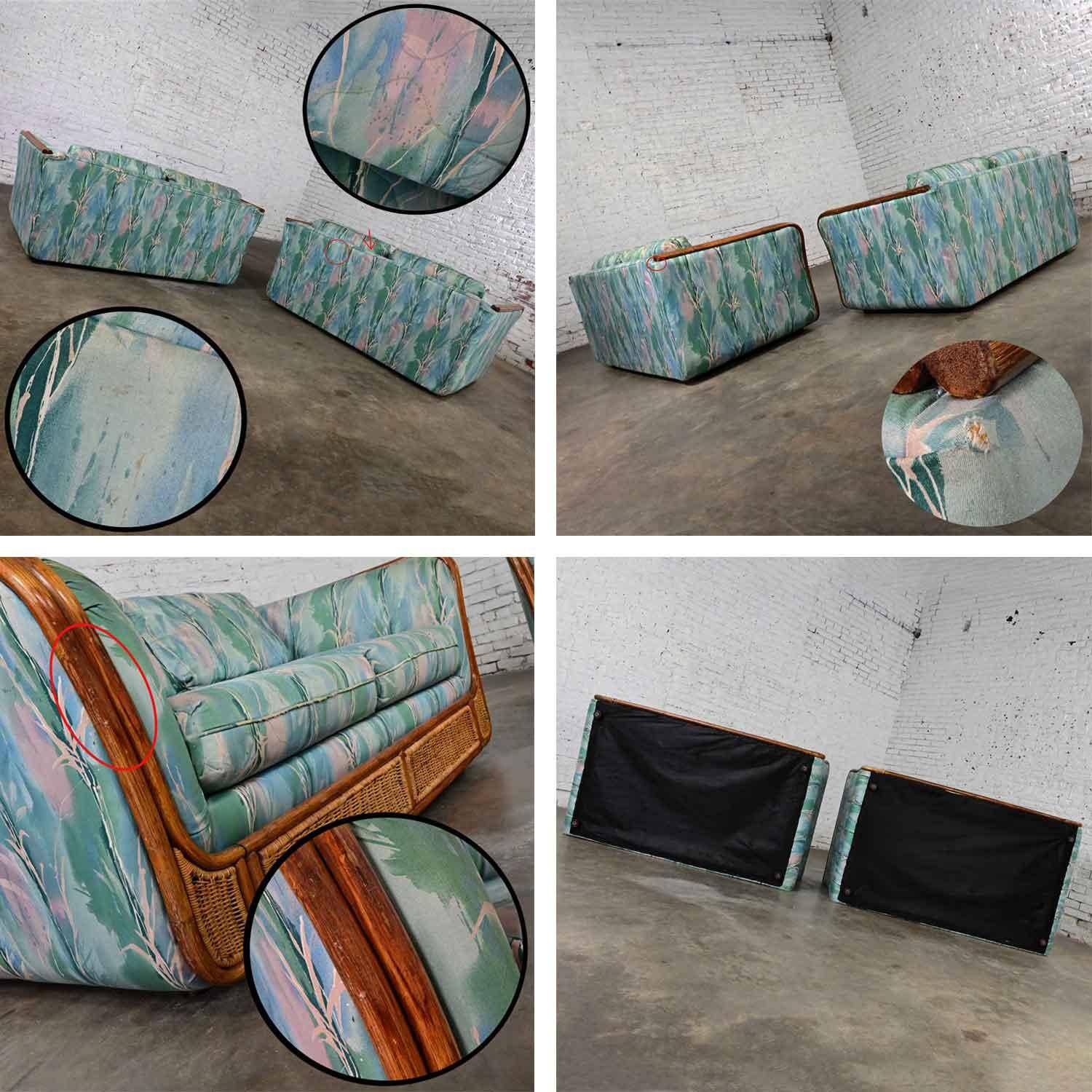 Fin du 20ème siècle Boho Chic Rotin et Osier Style Upholstering en vente 8