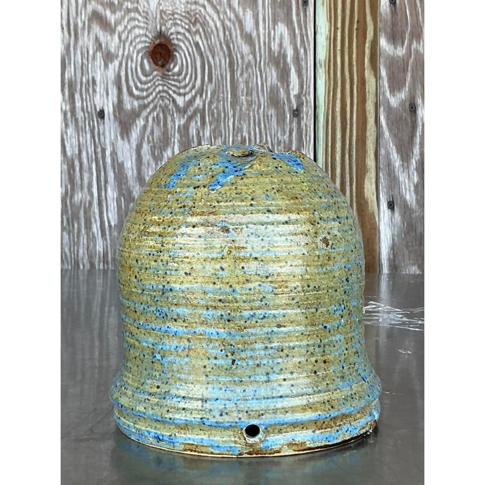 American Late 20th Century Boho Hanging Studio Pottery Planter For Sale