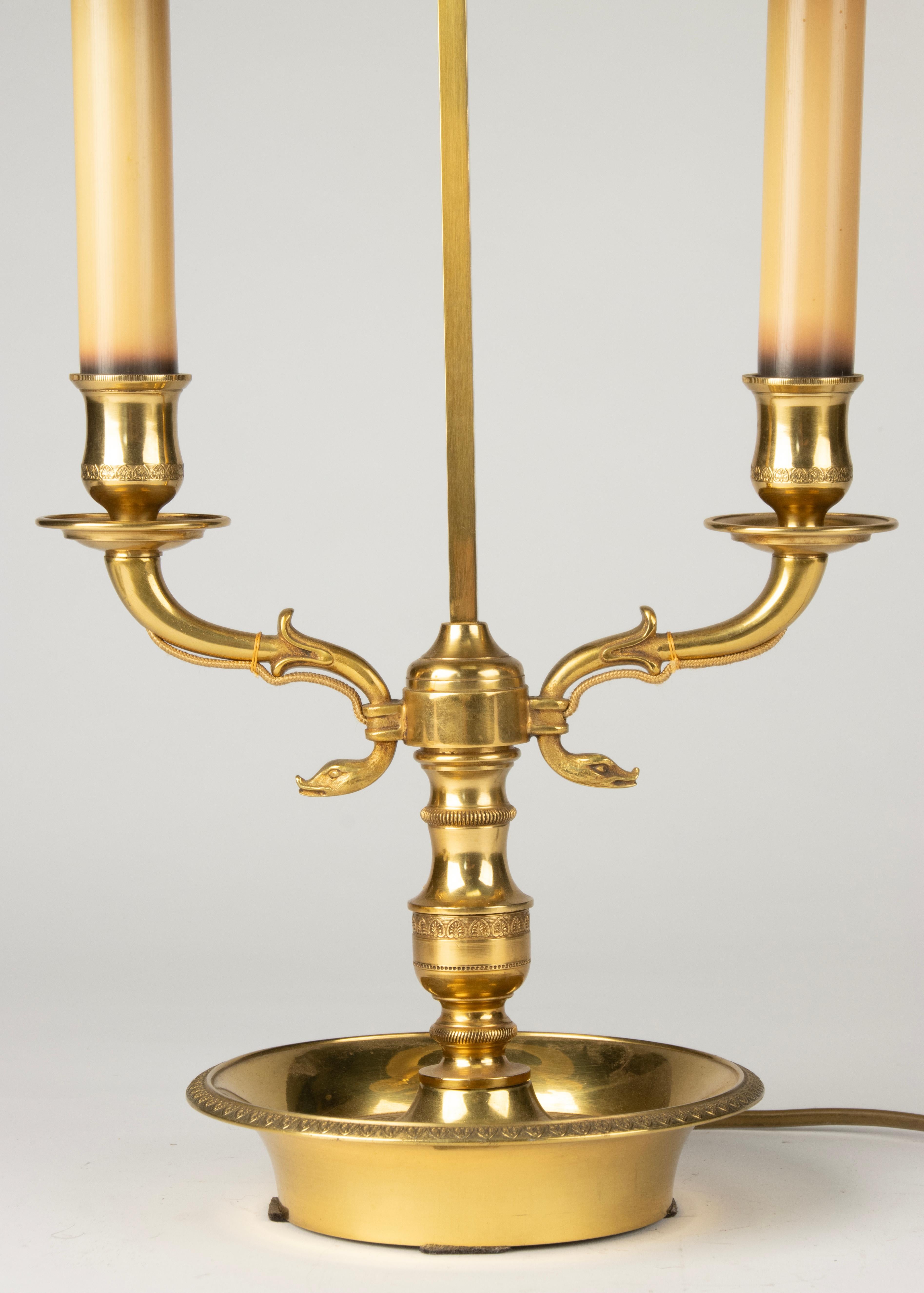 French Late 20th Century Bouillotte Table Lamp – Neoclassical Style – Gilt Bronze For Sale