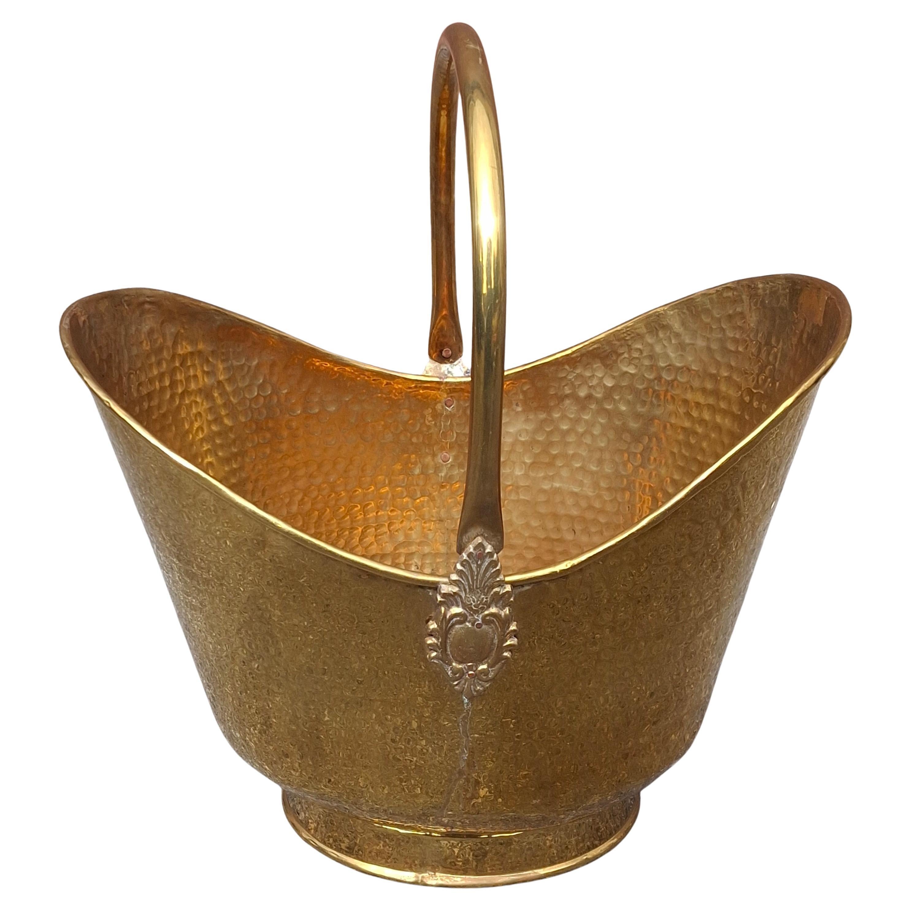 Late 20th Century Brace Fireplace Footed Fuel Bucket